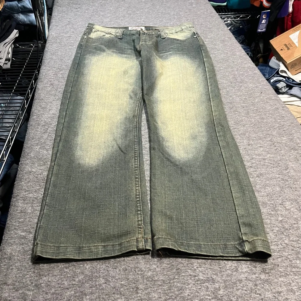 Brooklyn Express Mens 34x30 Baggy Y2K Jeans Wide Leg JNCO Style Sandblast Denim